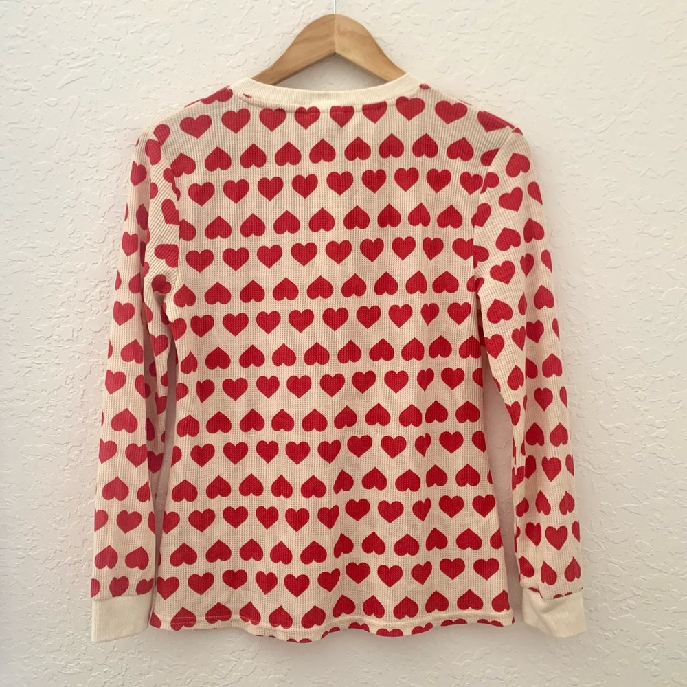 Heart Print Henley Red Hearts Top - Picture 10 of 10